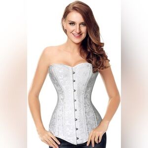 Charmian 26 Steel Boned Hourglass Corset Long Torso Shaper Small White New
